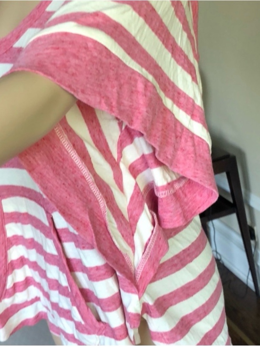 Splendid Pink & White Striped Hooded Women's Top - Picture 12 of 16